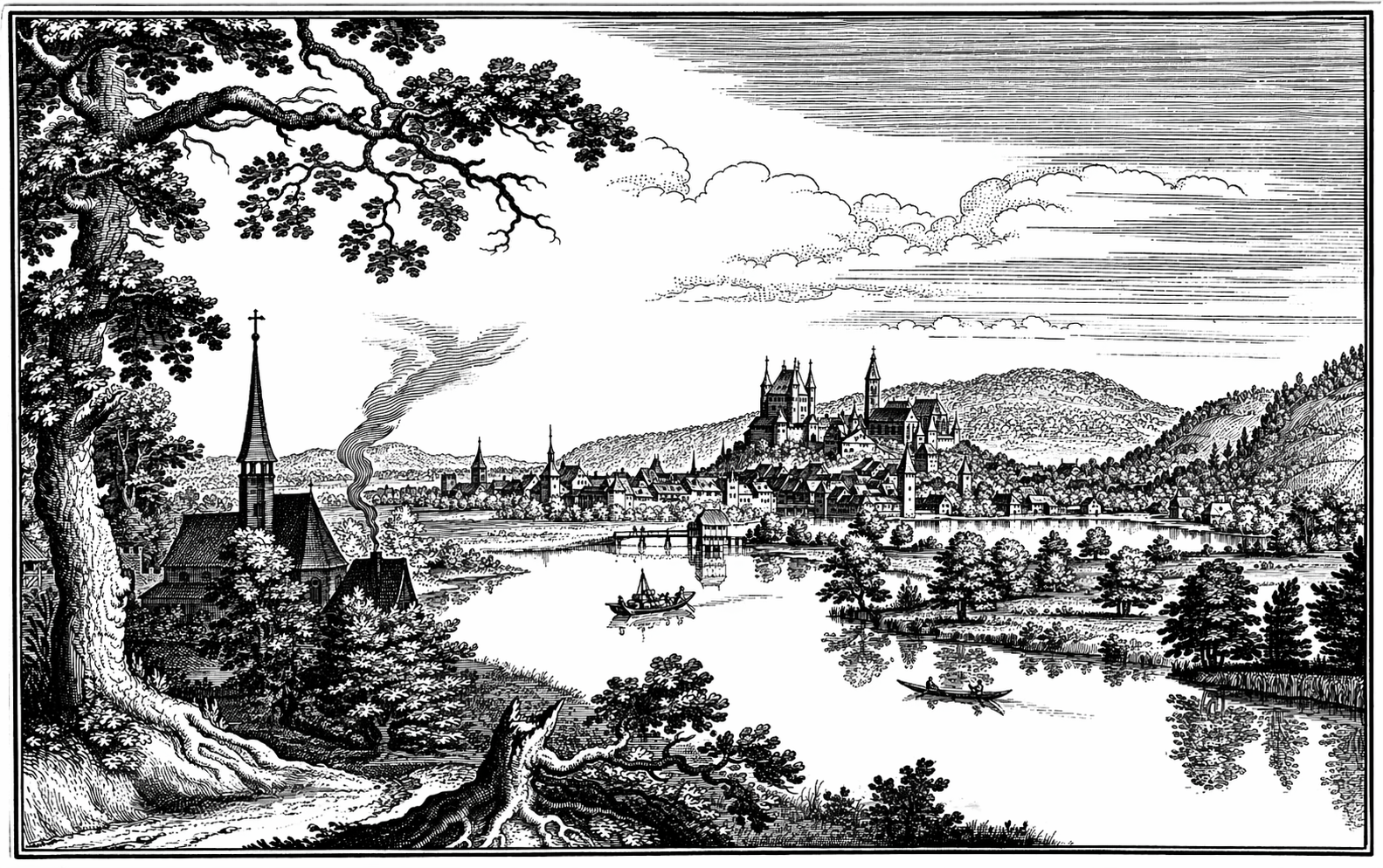 Black-and-white environment art of the first hidden-road route